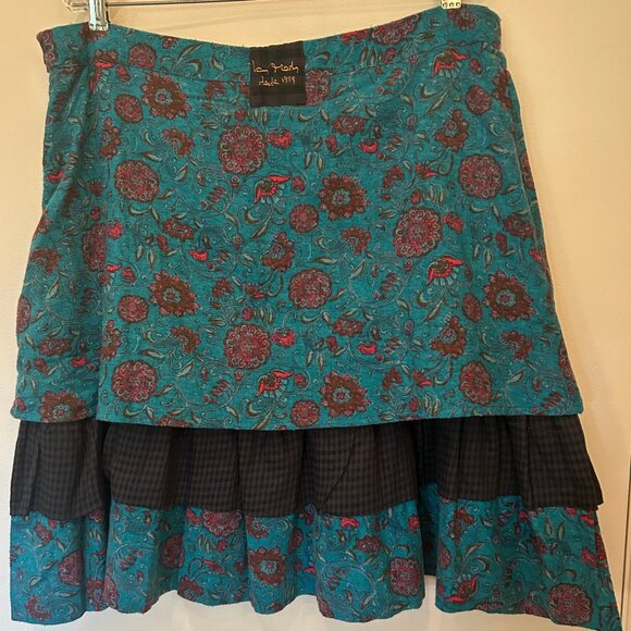 Ian Mosh [UK brand] layered flannel skirt, mixed-pattern lagenlook, sz 6 - Picture 6 of 14